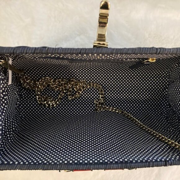 Women Brand New Talbots Woven Navy Blue Convertible Handbag - Picture 2 of 6